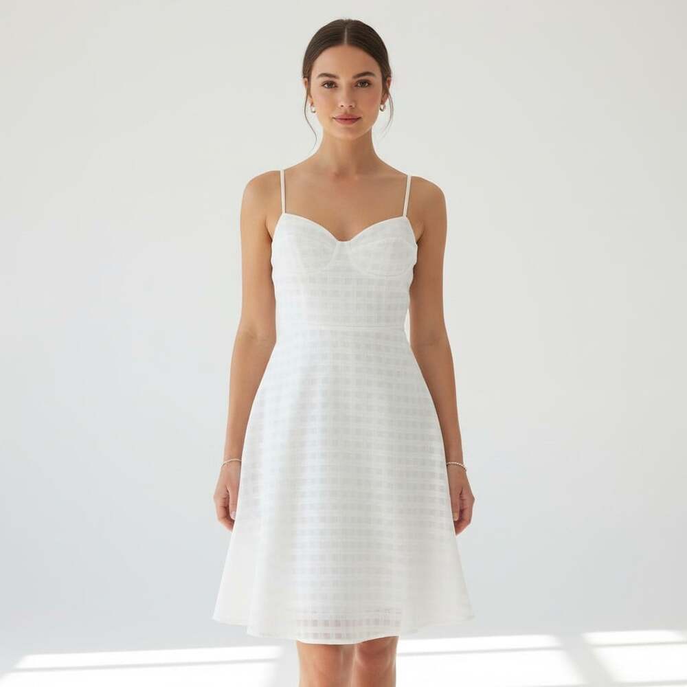 Lulus NWT White Textured Mini Dress S Spaghetti Strap Homecoming Party Formal